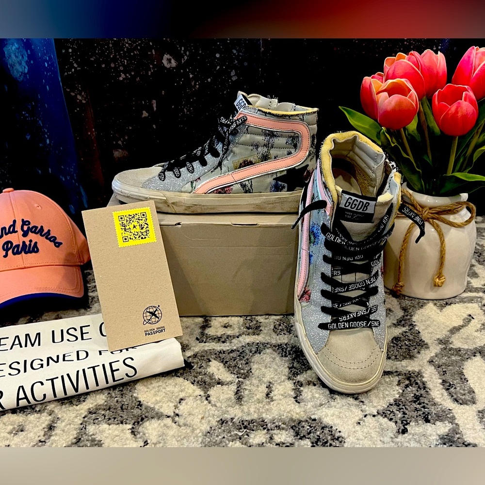 Golden Goose “rare” Jaccard Flower slide high top sneaker / Size 37